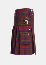 Utility_Anderson_of_Kinnedear_Red_Tartan_3015_kilt_right_image_with_pleated_design_and_adjustable_buckles_for_men