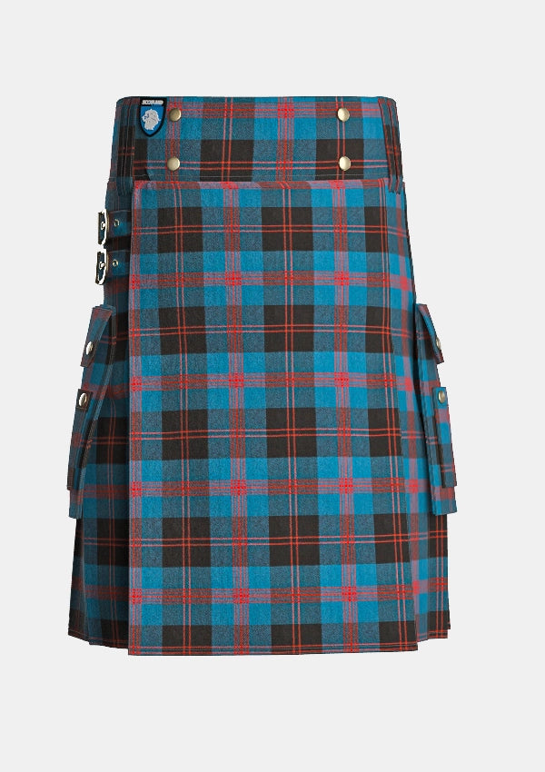 Utility_Angus_tartan_1179_kilt_front_image_with_pleated_design_and_adjustable_buckles_for_men