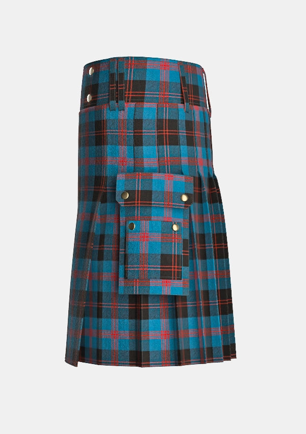 Utility_Angus_tartan_1179_kilt_left_image_with_pleated_design_and_adjustable_buckles_for_men