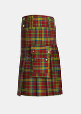 Utility_Antrim_County_Crest_Range_Tartan_7448_kilt_left_image_with_pleated_design_and_adjustable_buckles_for_men
