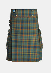 Utility_Antrim_County_Tartan_2282_kilt_front_image_with_pleated_design_and_adjustable_buckles_for_men