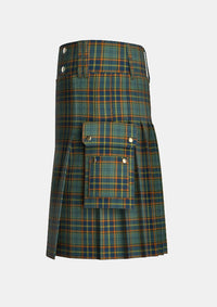 Utility_Antrim_County_Tartan_2282_kilt_left_image_with_pleated_design_and_adjustable_buckles_for_men