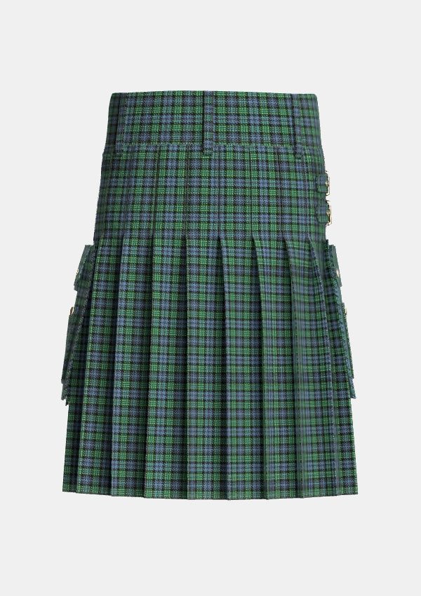 Utility_Arbuthnott_Tartan_204_kilt_back_image_with_pleated_design_and_adjustable_buckles_for_men