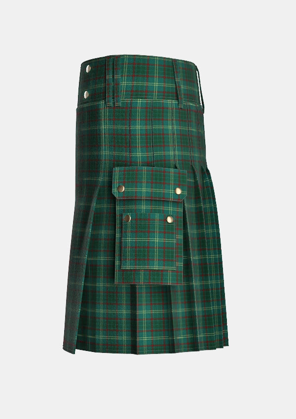 Utility_Armagh_County_Tartan_2276_kilt_left_image_with_pleated_design_and_adjustable_buckles_for_men