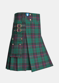 Utility_Armstrong_tartan_kilt_side_image_with_pleated_design_and_adjustable_buckles_for_men