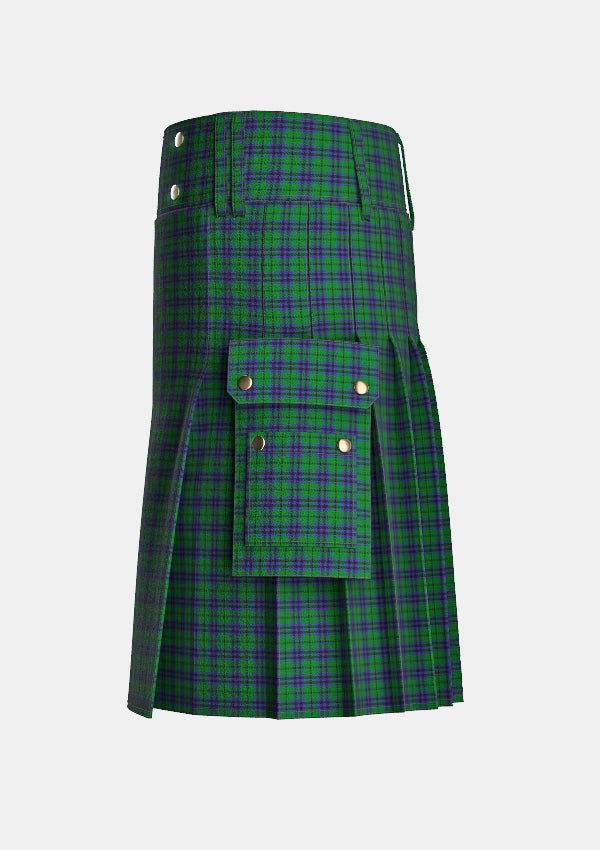 Utility_Austin_Tartan_254_kilt_left_image_with_pleated_design_and_adjustable_buckles_for_men