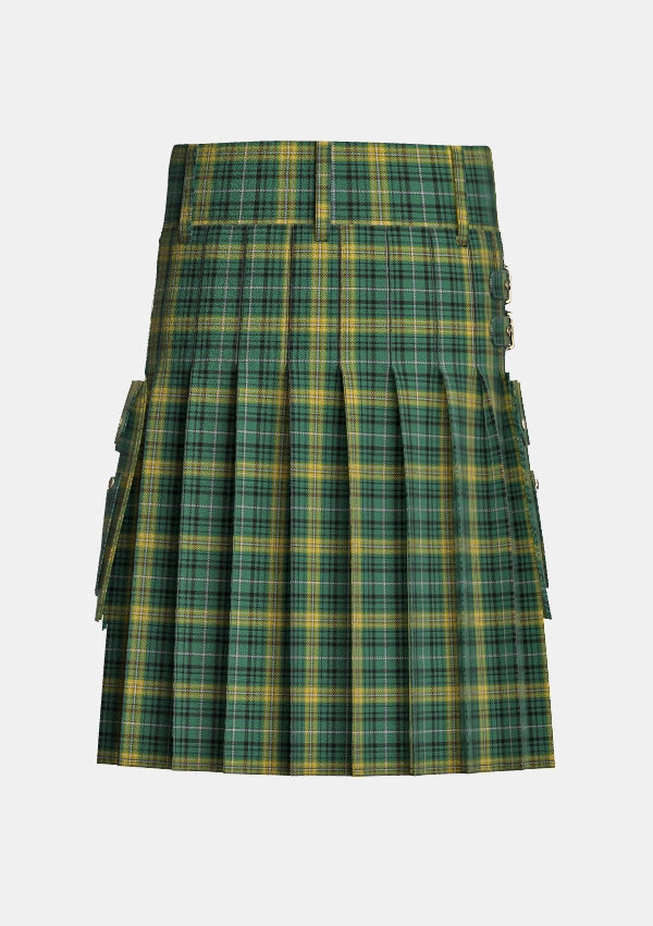 Utility_Avalon_Calvert_Tartan_kilt_back_image_with_pleated_design_and_adjustable_buckles_for_men