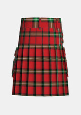 Utility_Bacon_Red_Tartan_kilt_back_image_with_pleated_design_and_adjustable_buckles_for_men