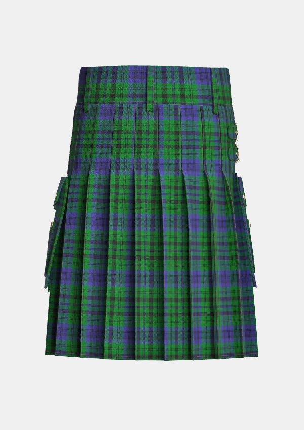 Utility_Bailey_tartan_2589_kilt_back_image_with_pleated_design_and_adjustable_buckles_for_men