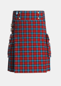 Utility_Baillie_of_Polkemmet_Red_Tartan_1008_kilt_front_image_with_pleated_design_and_adjustable_buckles_for_men