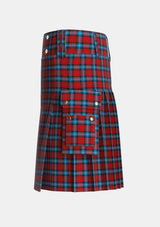 Utility_Baillie_of_Polkemmet_Red_Tartan_1008_kilt_left_image_with_pleated_design_and_adjustable_buckles_for_men