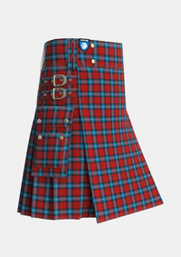 Utility_Baillie_of_Polkemmet_Red_Tartan_1008_kilt_side_image_with_pleated_design_and_adjustable_buckles_for_men