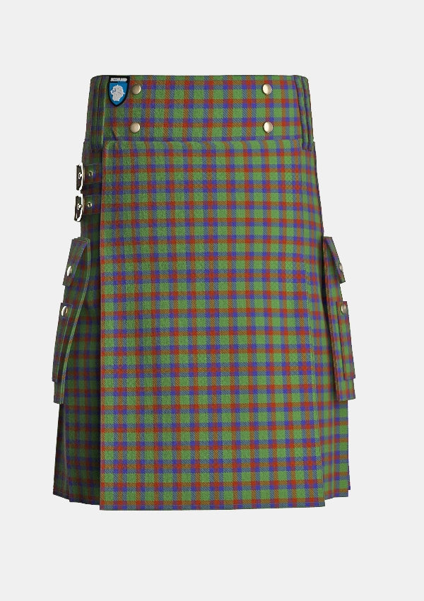 Utility_Bain_E_Tartan_15040_kilt_front_image_with_pleated_design_and_adjustable_buckles_for_men