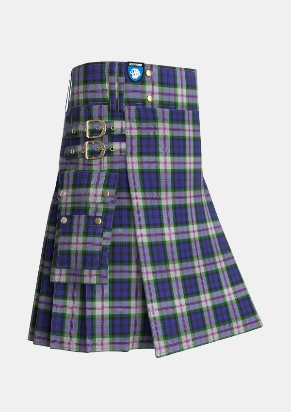 Utility_Baird_Dress_Tartan_233_kilt_side_image_with_pleated_design_and_adjustable_buckles_for_men