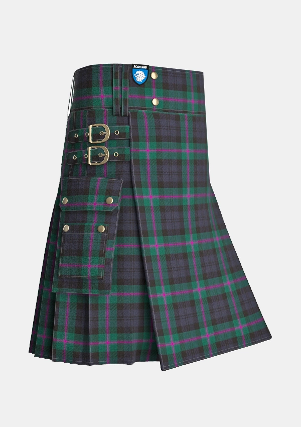 Utility_Baird_tartan_kilt_side_image_with_pleated_design_and_adjustable_buckles_for_men