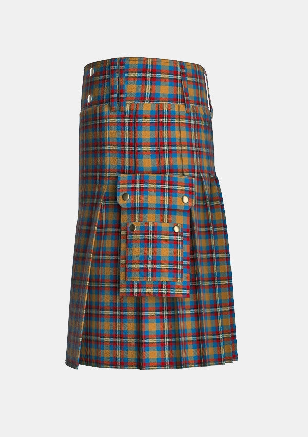 Utility_Ball_Tartan_6056_kilt_left_image_with_pleated_design_and_adjustable_buckles_for_men
