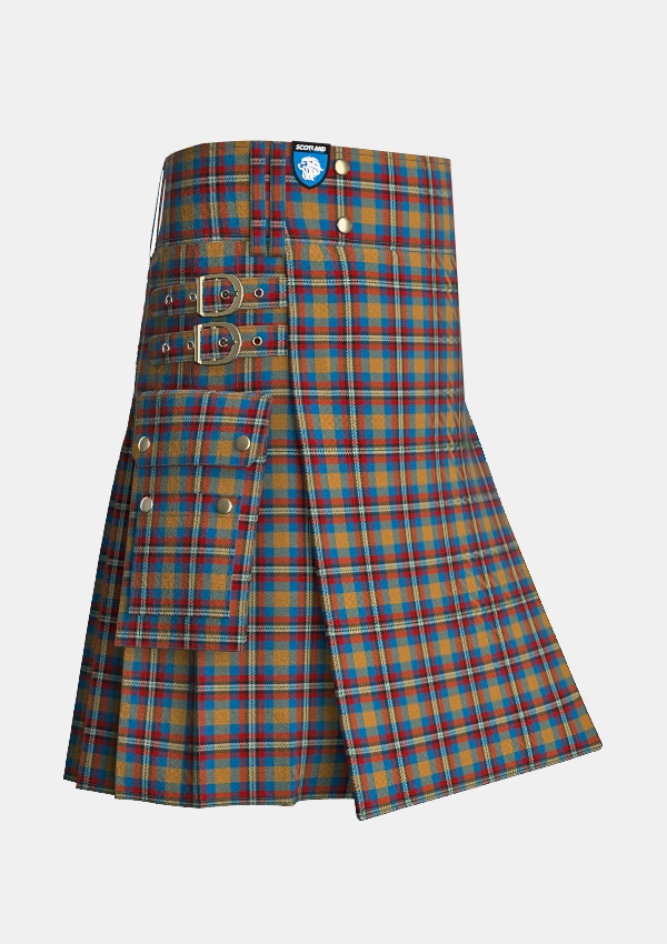 Utility_Ball_Tartan_6056_kilt_side_image_with_pleated_design_and_adjustable_buckles_for_men