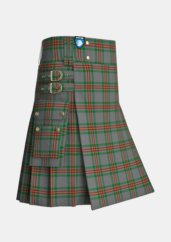 Utility_Ballantyne_Tartan_7563_kilt_side_image_with_pleated_design_and_adjustable_buckles_for_men