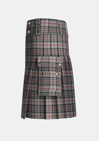 Utility_Balmoral_tartan_1300_kilt_left_image_with_pleated_design_and_adjustable_buckles_for_men