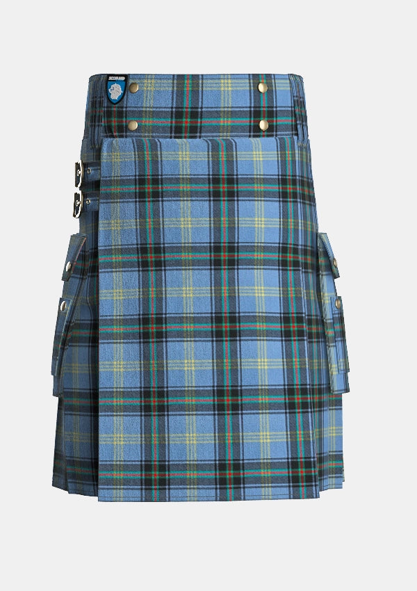 Utility_Bell_of_The_Borders_Tartan_kilt_front_image_with_pleated_design_and_adjustable_buckles_for_men