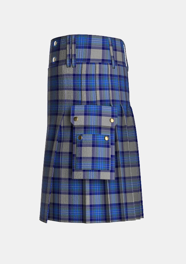 Utility_Bennet_Dress_Tartan_3679_kilt_left_image_with_pleated_design_and_adjustable_buckles_for_men