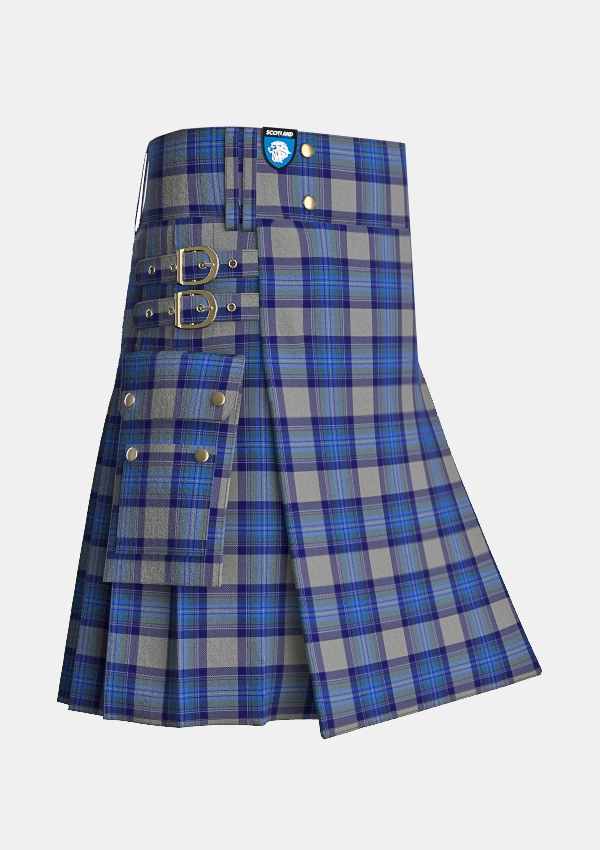 Utility_Bennet_Dress_Tartan_3679_kilt_side_image_with_pleated_design_and_adjustable_buckles_for_men