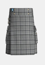 Utility_Black_Shadow_Tartan_kilt_front_image_with_pleated_design_and_adjustable_buckles_for_men