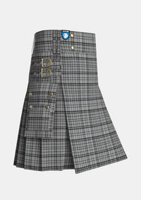 Utility_Black_Shadow_Tartan_kilt_side_image_with_pleated_design_and_adjustable_buckles_for_men