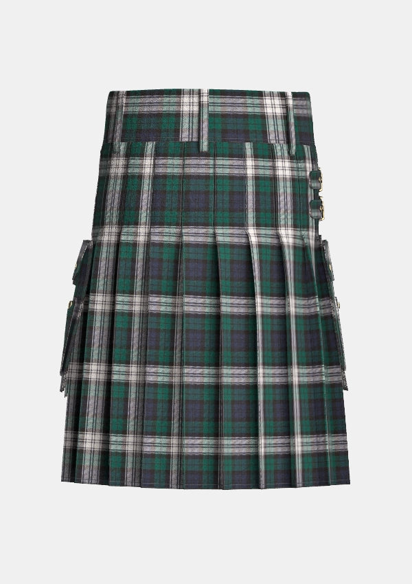 Utility_Black_Watch_Dress_tartan_kilt_back_image_with_pleated_design_and_adjustable_buckles_for_men