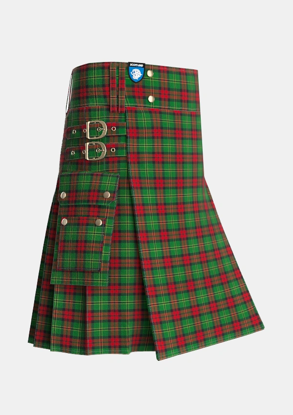 Utility_Blackstock_Hunting_Tartan_1120_kilt_side_image_with_pleated_design_and_adjustable_buckles_for_men