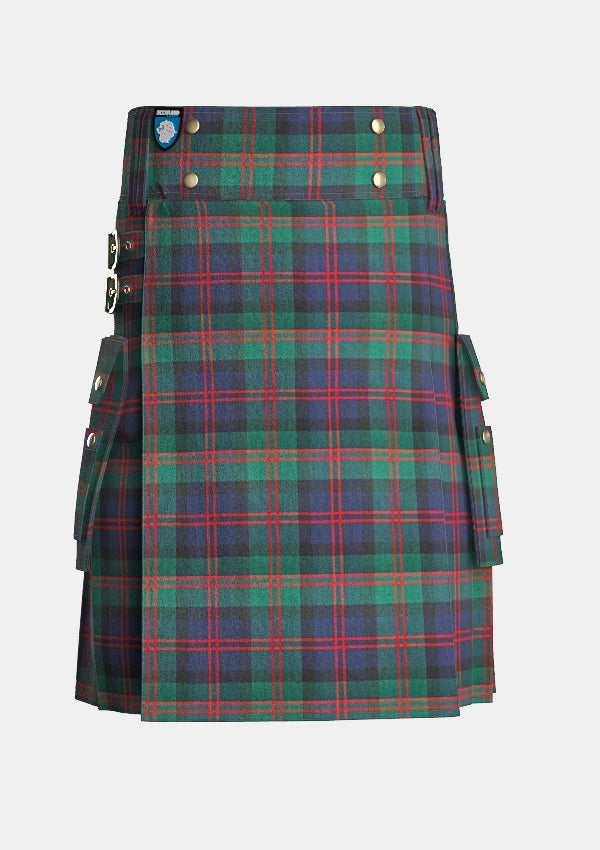 Utility_Blair_tartan_kilt_front_image_with_pleated_design_and_adjustable_buckles_for_men
