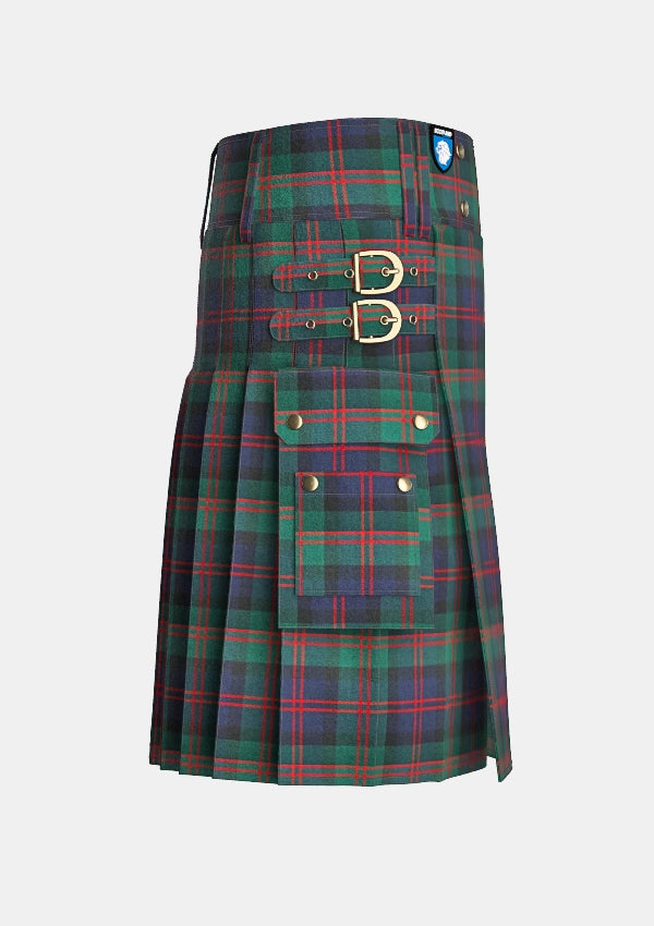 Utility_Blair_tartan_kilt_right_image_with_pleated_design_and_adjustable_buckles_for_men