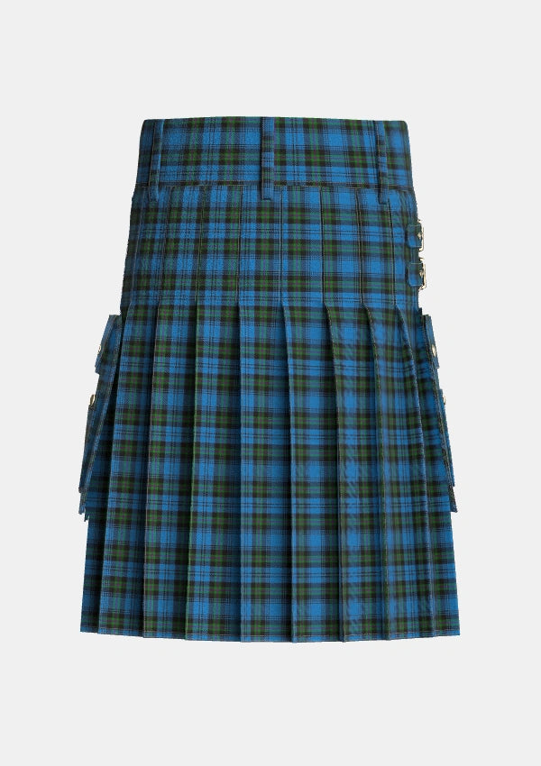 Utility_Blanton_Tartan_4007_kilt_back_image_with_pleated_design_and_adjustable_buckles_for_men