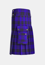 Utility_Blue_Spirit_tartan_7001_kilt_left_image_with_pleated_design_and_adjustable_buckles_for_men
