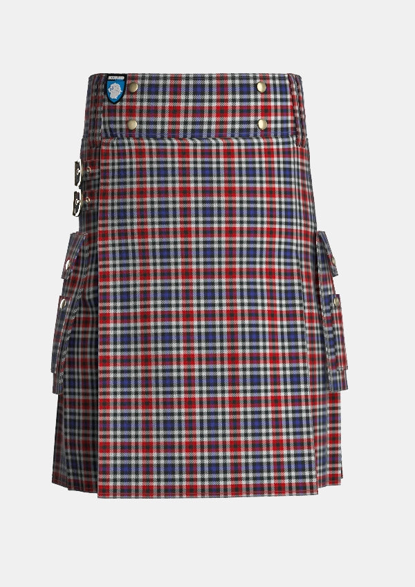 Utility_Border_Bell_Tartan_370_kilt_front_image_with_pleated_design_and_adjustable_buckles_for_men