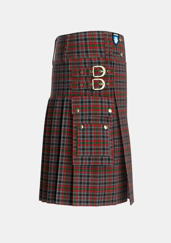 Utility_Borthwick_Hunting_Tartan_815_kilt_right_image_with_pleated_design_and_adjustable_buckles_for_men