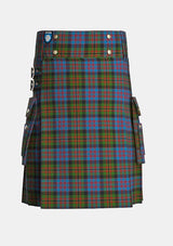 Utility_Bowie_Black_Tartan_3716_kilt_front_image_with_pleated_design_and_adjustable_buckles_for_men
