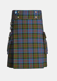 Utility_Bowie_Black_Tartan_3716_kilt_front_image_with_pleated_design_and_adjustable_buckles_for_men