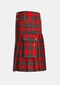 Utility_Bradley_University_Tartan_11312_kilt_left_image_with_pleated_design_and_adjustable_buckles_for_men