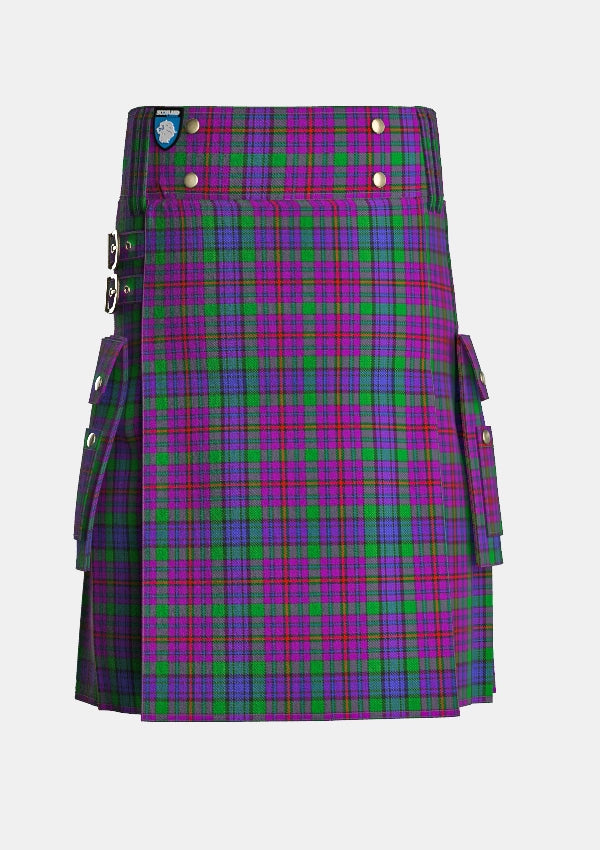 Utility_Braid_Tartan_4033_kilt_front_image_with_pleated_design_and_adjustable_buckles_for_men