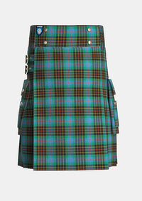Utility_Brodie_Ancient_Hunting_Tartan_kilt_front_image_with_pleated_design_and_adjustable_buckles_for_men