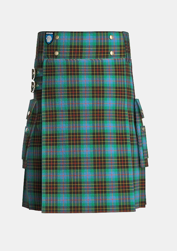 Utility_Brodie_Ancient_Hunting_Tartan_kilt_front_image_with_pleated_design_and_adjustable_buckles_for_men