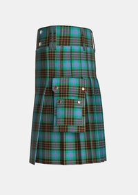 Utility_Brodie_Ancient_Hunting_Tartan_kilt_left_image_with_pleated_design_and_adjustable_buckles_for_men