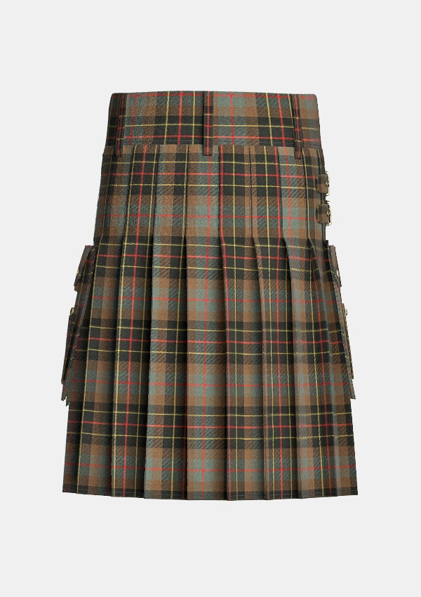 Utility_Brodie_Hunting_Weathered_Tartan_kilt_back_image_with_pleated_design_and_adjustable_buckles_for_men
