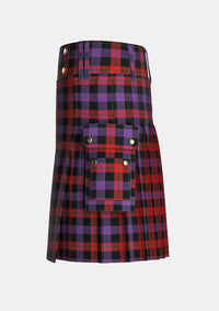 Utility_Brown_tartan_432_kilt_left_image_with_pleated_design_and_adjustable_buckles_for_men