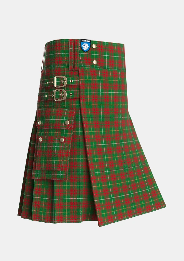 Utility_Bruce_Hunting_Tartan_1816_kilt_side_image_with_pleated_design_and_adjustable_buckles_for_men
