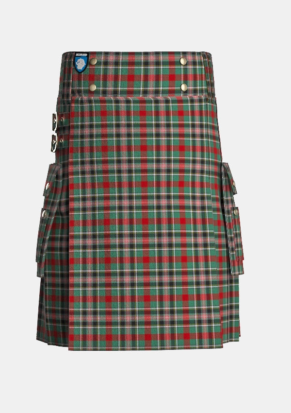 Utility_Bruce_of_Kinnaird_Tartan_1483_kilt_front_image_with_pleated_design_and_adjustable_buckles_for_men