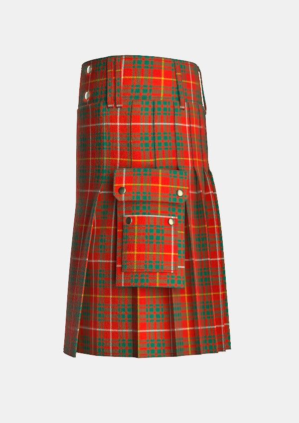 Utility_Bruce_tartan_kilt_left_image_with_pleated_design_and_adjustable_buckles_for_men