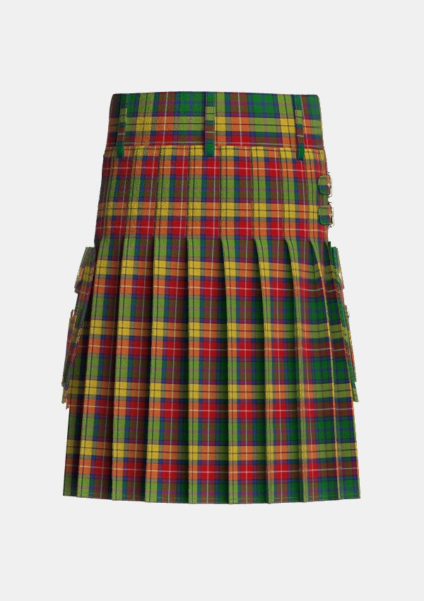 Utility_Buchanan_1850_Official_Tartan_151_kilt_back_image_with_pleated_design_and_adjustable_buckles_for_men
