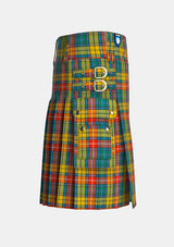 Utility_Buchanan_Ancient_tartan_151_kilt_right_image_with_pleated_design_and_adjustable_buckles_for_men